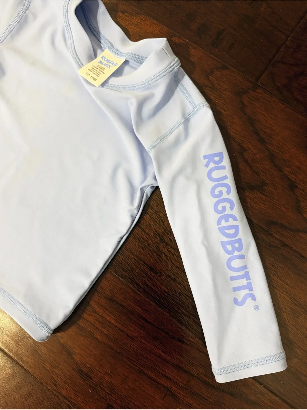 Rugged Butts Blue Seersucker Swim Shorts w matching Rash Guard Top 12-18 mo